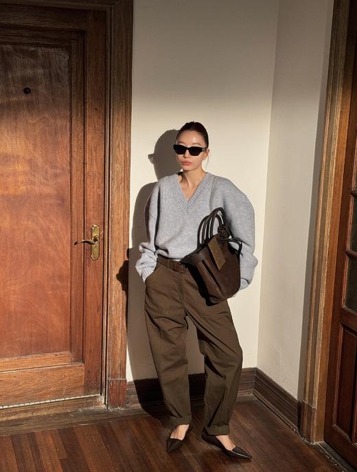 顺丰包邮35125洛诗琳新款纯棉斜纹纱军绿色工装休闲裤女851 商品图7