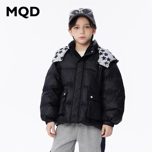 【秒1】【MQD】男童柔软舒适冬季满版拼接撞色连帽羽绒服 商品图2