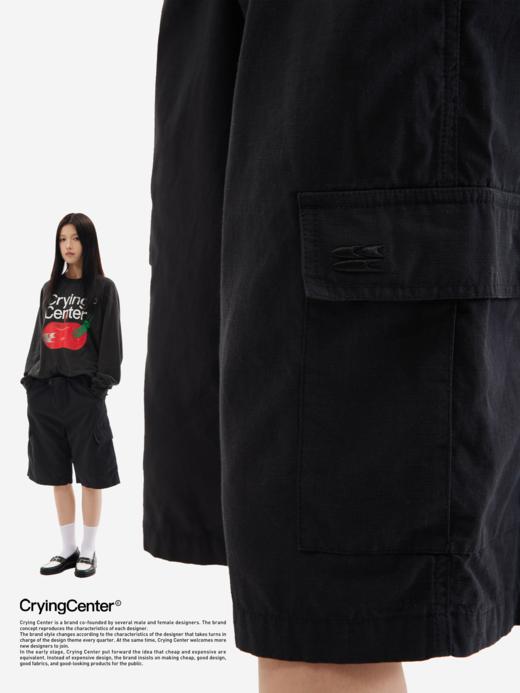 Crying Center 洗水工装口袋中裤伞兵裤 情侣 白黑 哭喊中心 商品图2