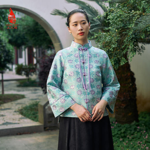 SAINTJOY/上久楷 女式宋锦外套 中式上衣 中国风 复古 曲水凌波 DWS24003-1 商品图4