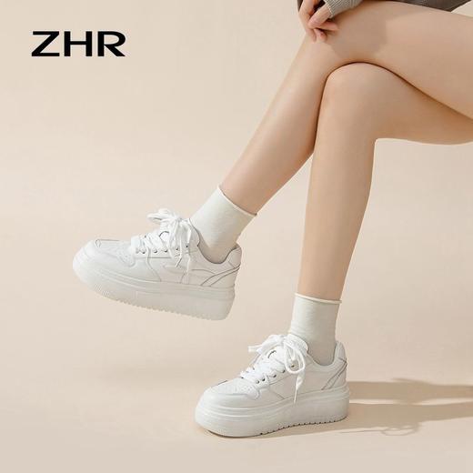 ZHR则则增高厚底小白鞋女2024春季新款学生休闲透气百搭厚底女鞋 商品图6