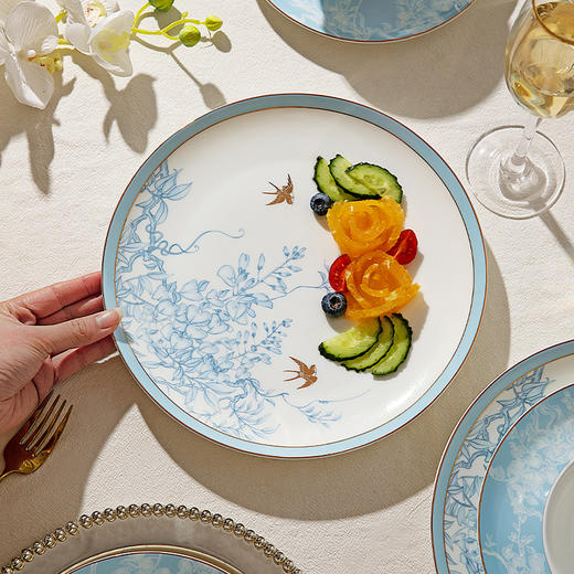 摩登主妇 高级感菜盘子家用乔迁新居碗碟套装中式轻奢骨瓷餐具礼盒 商品图3