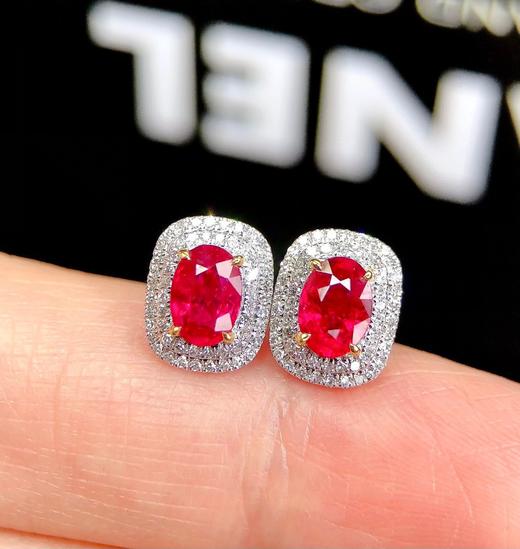 1.41ct刻面红宝石耳钉 商品图1