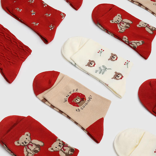 【赠品勿拍】包裹卡抽奖送三双红品组合袜1 商品图1