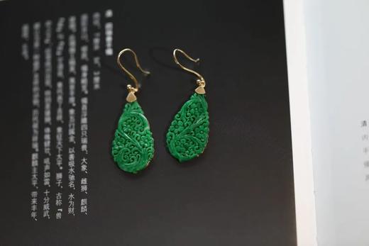 绿如意和绸缎金 ｜干青黄金耳钩 商品图1