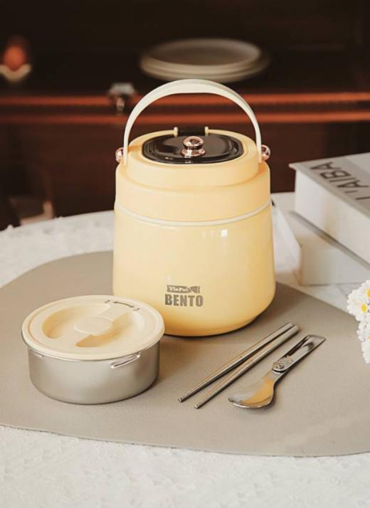 💥送304折叠筷勺🔥 69.9元抢【易铂YISPOT 多巴胺配色家用提锅】✨✨高真空内胆 层层密封长效保温🥰 早上的饭菜，😍中午打开还是热乎乎的!  商品图6