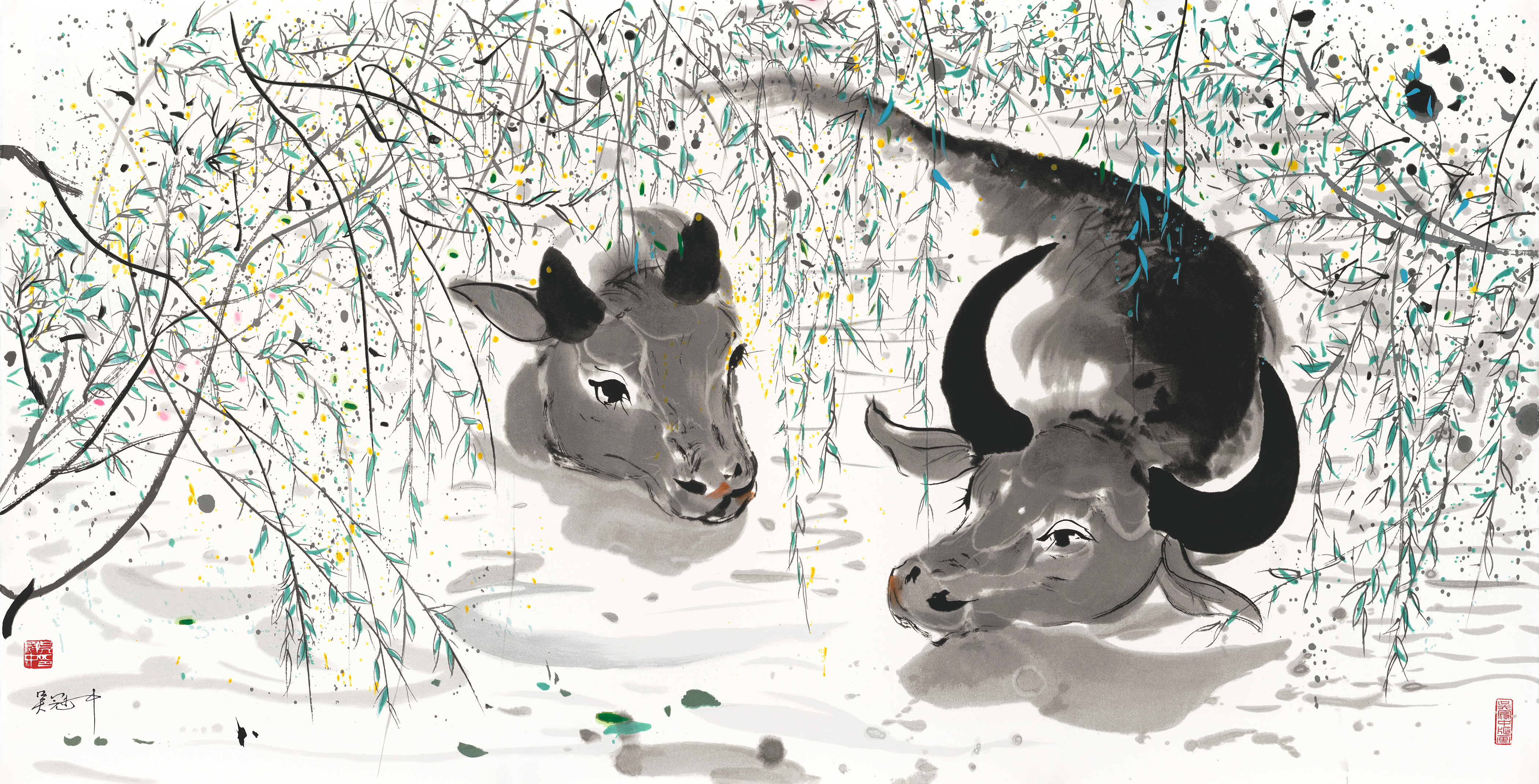 吴冠中|《水牛》—— 丝网版（盖章）