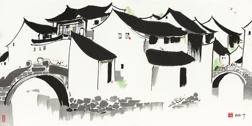 吴冠中|《周庄双桥》—— 丝网版（盖章） 商品图0
