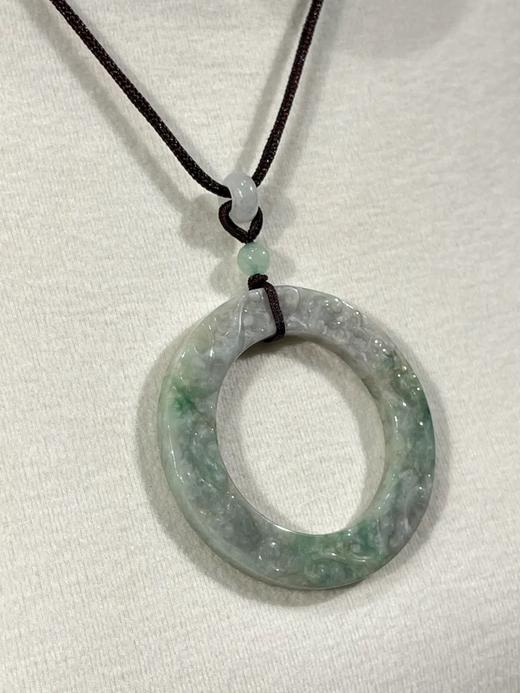 白底青翡翠雕螭龙纹吊坠环，顺丰包邮 商品图12