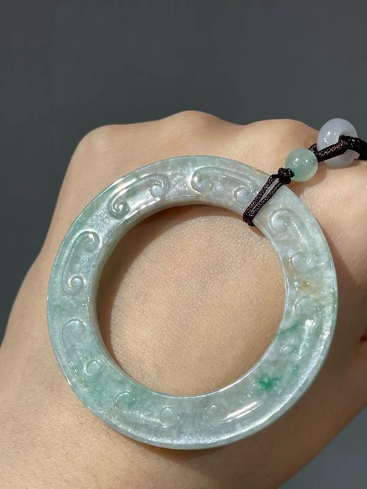 白底青翡翠雕螭龙纹吊坠环，顺丰包邮 商品图8