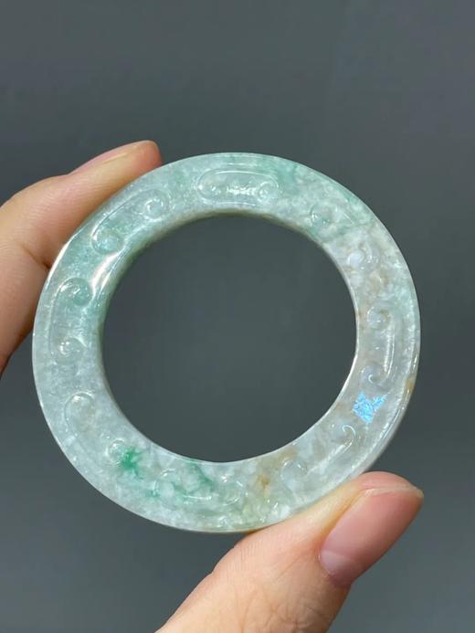 白底青翡翠雕螭龙纹吊坠环，顺丰包邮 商品图3