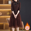 冬季加绒保暖针织连衣裙，洋气内搭蕾丝打底毛衣裙CC576 商品缩略图0