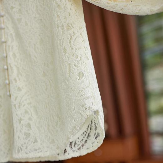 【高货wl】全新升级【铂金会员266/天猫359/差价93】(02416) 洛诗琳法式优雅温柔2025春季新款精致V领气质蕾丝衬衫女 商品图4