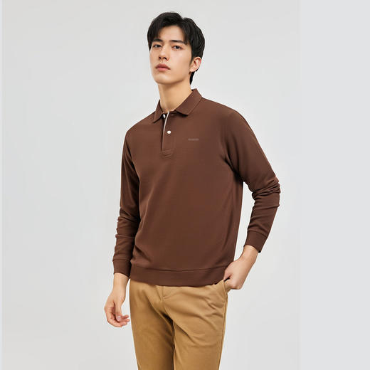 【7A抗菌 棉混纺】罗蒙春秋男装长袖POLO衫男士休闲百搭舒适星空格polo衫男长袖t恤 商品图2