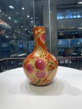 珊瑚红九桃五福天球