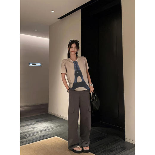EKOOL4/28新品【埃菲尔剪影】数码印花短袖T恤女夏季宽松显瘦上衣 商品图2