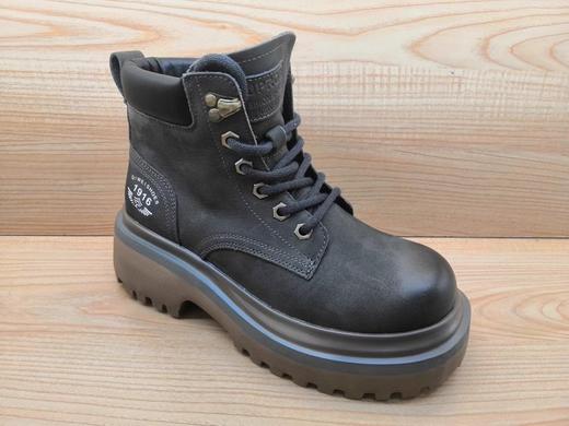 豪行正品秋冬女短靴22484519牛皮低跟时尚瘦瘦马丁靴 商品图0