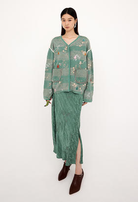 DAZZLE2025春季新款福禄生花立体刺绣开衫