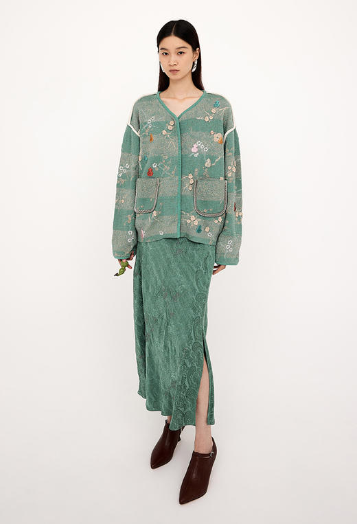 DAZZLE2025春季新款福禄生花立体刺绣开衫 商品图0