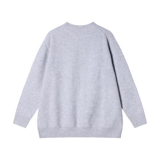 MY165新款时尚个性亮闪片纯色圆领针织毛衣休闲百搭宽松上衣潮 商品图4