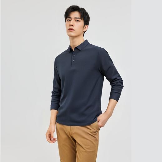 【华夫格】罗蒙男士含桑蚕丝polo衫男长袖t恤男春秋男士polo衫 商品图5