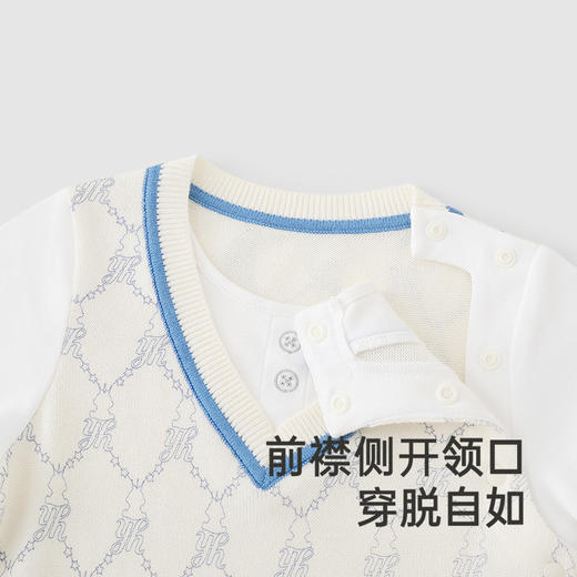 【商场同款】英氏婴儿衣服春夏长袖透气男童连体衣假三件爬服纯棉 商品图2