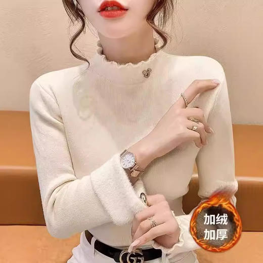 半高领水貂绒加绒毛衣，洋气一体绒保暖打底衫LJX-142 商品图1