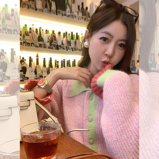 <曾小咸推荐>3.16现货秒杀 ！微信超特价！韩系撞色翻领毛衣 日常219.99 立减130 秒杀89.99！！ 商品图2