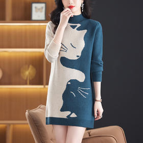 半高领毛衣裙小个子遮屁股内搭洋气打底衫CC858