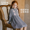 LittleNaive儿童针织裙秋季新款泡泡袖压褶裙子女童学院风连衣裙 商品缩略图2