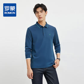 【精美刺绣 棉混纺】罗蒙春秋男装长袖POLO衫男士商务休闲打底翻领T恤男长袖