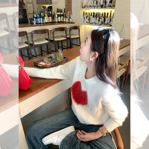 <曾小咸推荐>撞色爱心套头毛衣 日常179.99/件 立减90 秒杀89.99/件！！ 商品图3