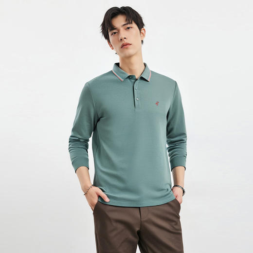 【精美刺绣 棉混纺】罗蒙春秋男装长袖POLO衫男士商务休闲打底翻领T恤男长袖 商品图6