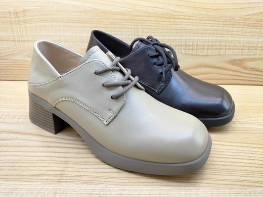 豪行真皮女鞋24112509时尚中跟休闲单鞋乐福系带皮鞋 商品图2