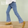 little naive女童牛仔裤春秋款中大童休闲长裤洋气儿童牛仔喇叭裤 商品缩略图1