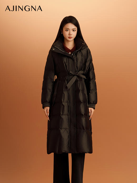 【商场同款】阿菁娜2025冬季新款双倍防风长款羽绒服A30D516073 商品图0