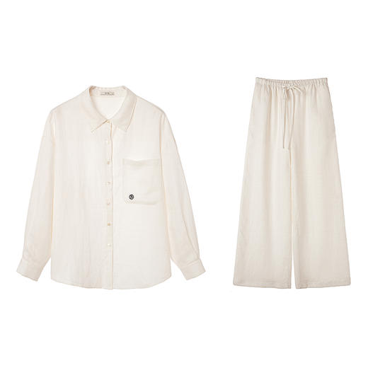 EKOOL衣库7/23号上新多元质感/天丝亚麻长袖衬衫休闲裤早秋套装女 商品图3