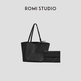 ROMI STUDIO“松弛自上”100头层牛皮拼羊皮小号托特包 RWBLP31642