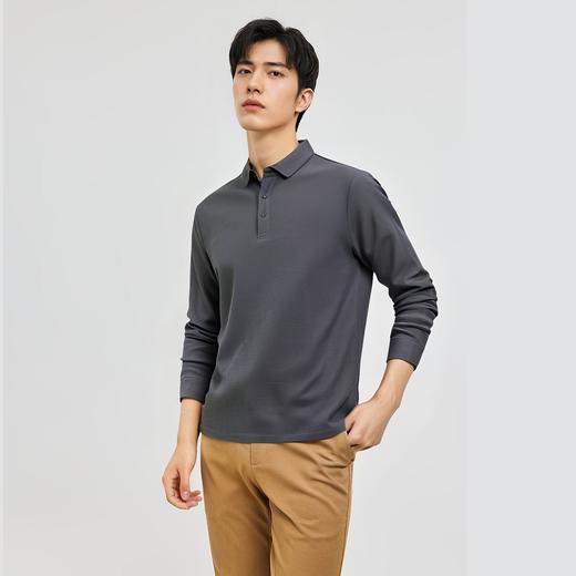 【华夫格】罗蒙男士含桑蚕丝polo衫男长袖t恤男春秋男士polo衫 商品图7