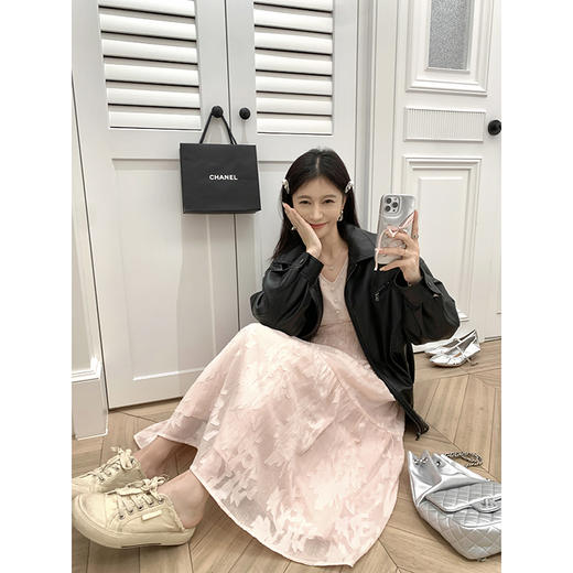 EKOOL定制 ~桃花蜜罐~初春新款吊带裙女中长款长袖收腰显瘦连衣裙 商品图1