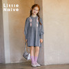 LittleNaive儿童针织裙秋季新款泡泡袖压褶裙子女童学院风连衣裙 商品缩略图3