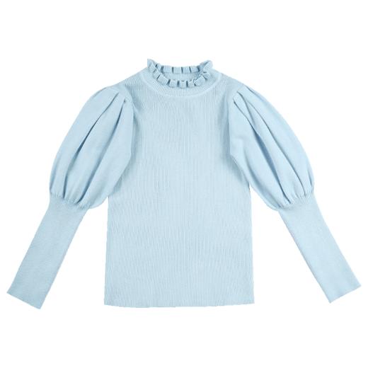 LittleNaive女童泡泡袖打底针织衫儿童甜美时髦中大童毛衣秋冬季 商品图4