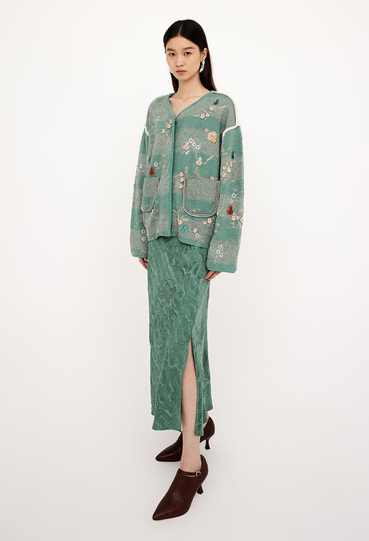 DAZZLE2025春季新款福禄生花立体刺绣开衫 商品图1