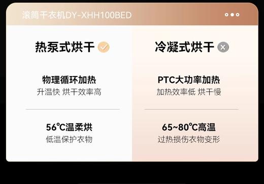 大宇滚筒热泵烘干机家用10kg除菌柔烘不伤衣衣干即停XHH100BED 商品图2