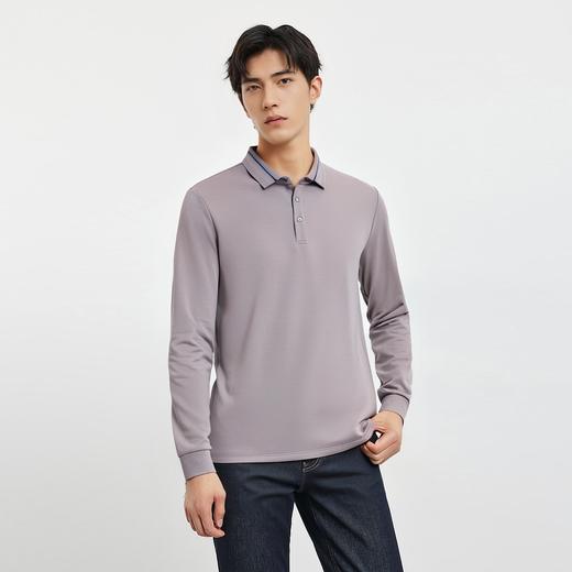 【羊毛蚕丝混纺 磨毛保暖】罗蒙秋冬男装长袖POLO衫男士商务休闲打底翻领磨毛抗菌长袖T恤 商品图3