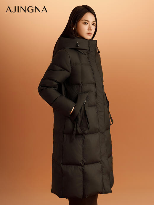 【商场同款】阿菁娜2024冬季新款蓄热抗寒连帽长款羽绒服A29D216059 商品图2