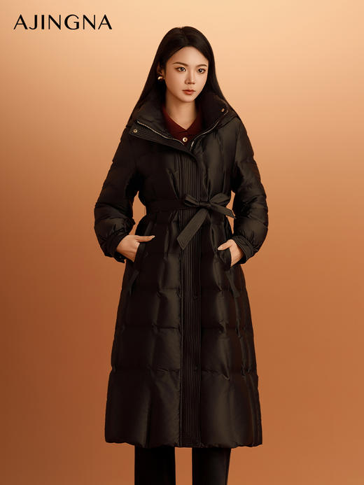 【商场同款】阿菁娜2025冬季新款双倍防风长款羽绒服A30D516073 商品图2