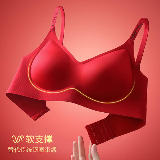 【蛇年运转】大红色无痕内衣 本命年喜庆结婚文胸套装盒装 商品图3