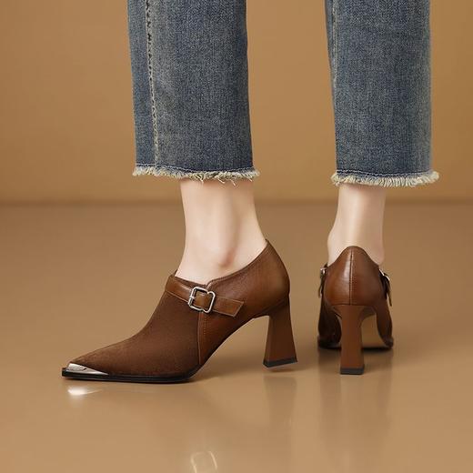 【预售5天】英伦风磨砂粗跟高跟鞋，时尚百搭女新款春秋尖头深口单鞋HY&H3574 商品图3