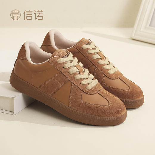 信诺舒适软底德训鞋2024年新款春季复古休闲鞋女士小白鞋运动板鞋X4C211711 商品图0